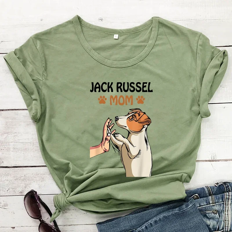 Y2k Short Sleeves T-shirt Jack Russell Mom Women's Top Cute Dog Summer Fashion Casual Cotton Grunge Vintage Streetwear Tee