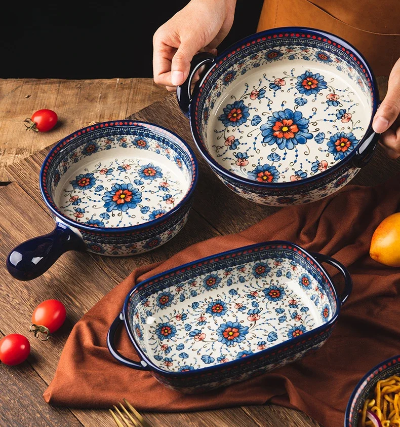 Ceramic Noodle Bowl and Bread Pan - Cooking Accessories and Bakeware Tray
