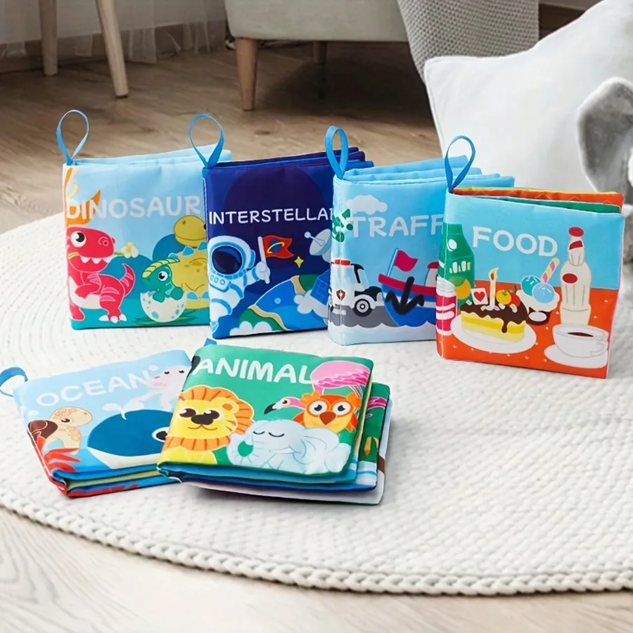 Soft Baby Crinkle Book Set, Bath Books,Nontoxic Fabric Soft Cloth Books For Babies,Early Education Toys 4