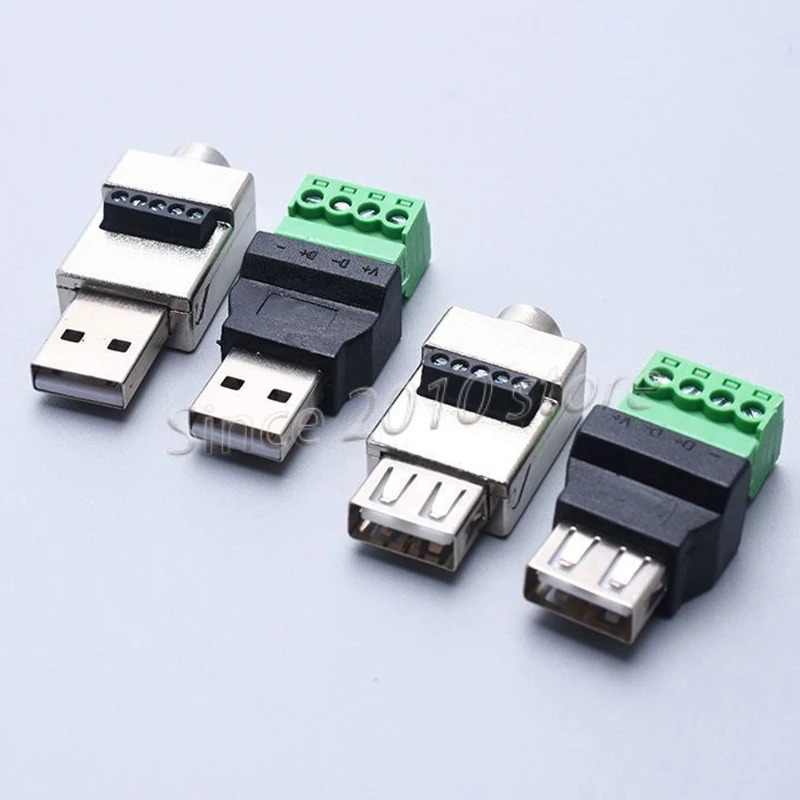 3 Stück/Set USB 2.0 lötfreier Adapter A-Typ Stecker/Buchse auf 4-Pin/5-Pin Schraubklemmen-Stecker, geeignet für DIY-Bausätze ohne Montage – Detail 4