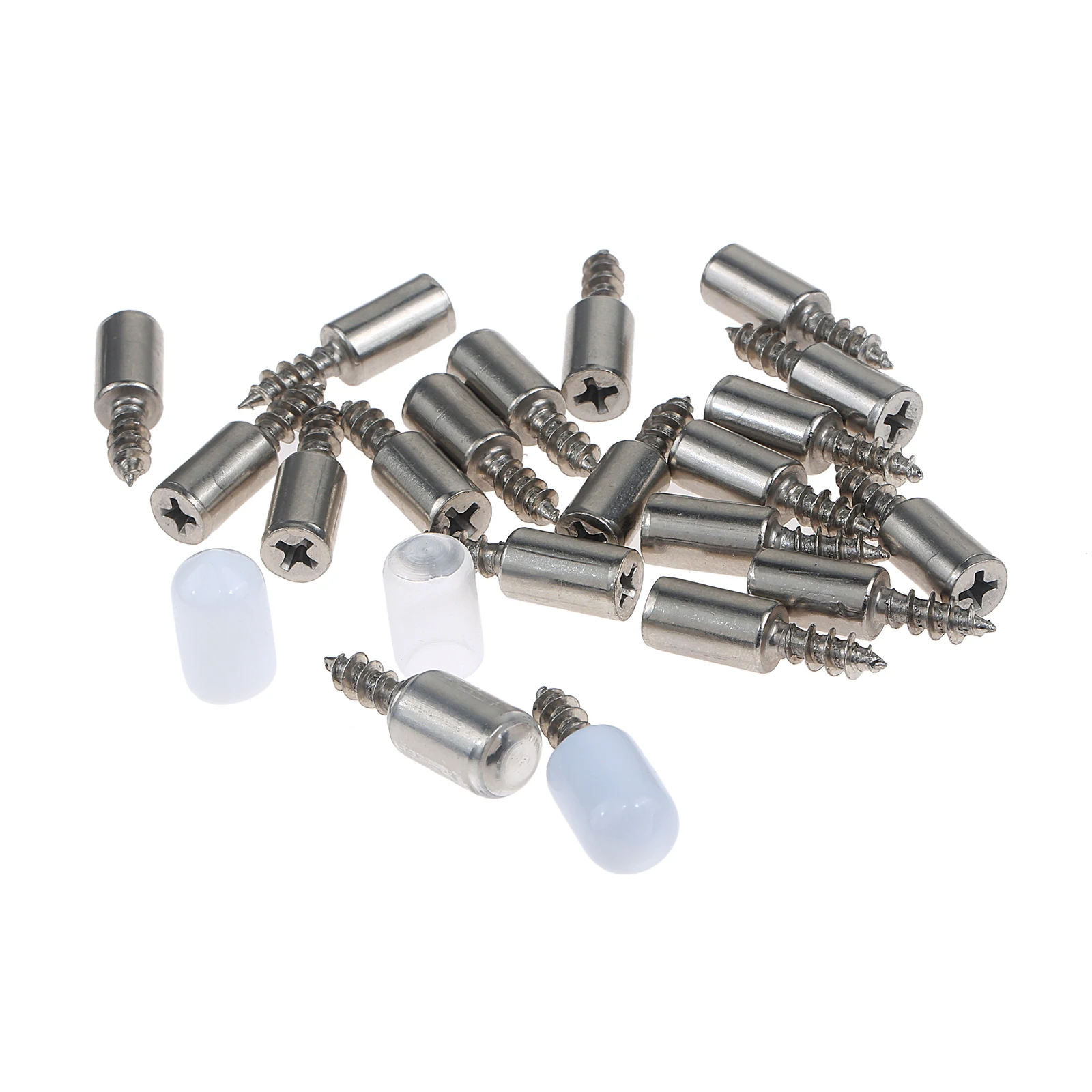 

20Pc Cabinet Shelf Studs Pegs Pin Brackets Support with White/clear Cover Self-tapping Screw Furniture Partition Connect Bracket