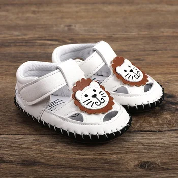 Summer Infant Boy Cartoon Lion Sandals: Comfortable Hollow-out Design, Soft Soled, Anti-slip First Walker Shoes 0-15 Months 1