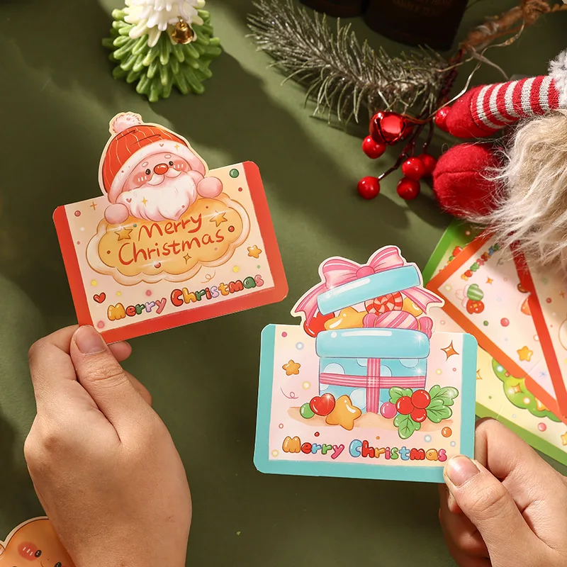 30pcs Retro Cartoon Christmas Cards 3D Stereo Greeting Cards Handwritten Xmas Eve Cards Holiday Decor Cards Festival Gifts - Image 6
