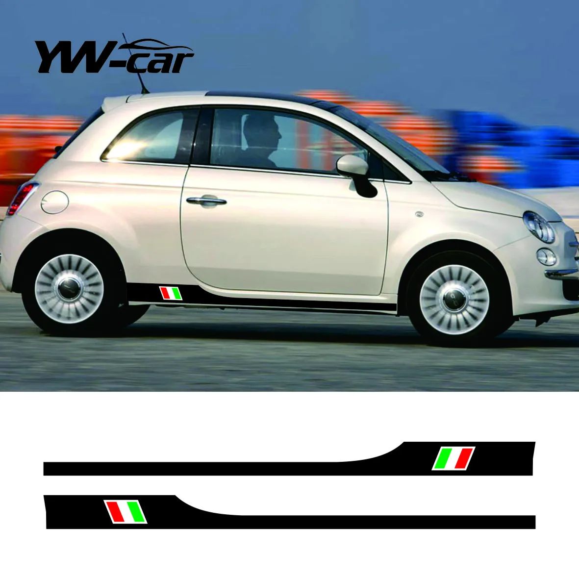 

Pair Car Side Skirt Sticker for Fiat 500 Auto Body Decor Long Stripes Italy Flag Stylish Vinyl Flim Decal Car Accessories 809#