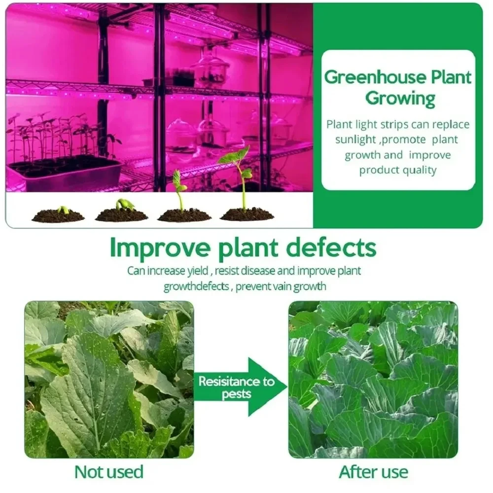 DC5V Full Spectrum Plant Grower Flower Light 1m/2m/3m/5m/10m USB Interface SMD Flexible Tape Suitable for Indoor Seedlings Seeds