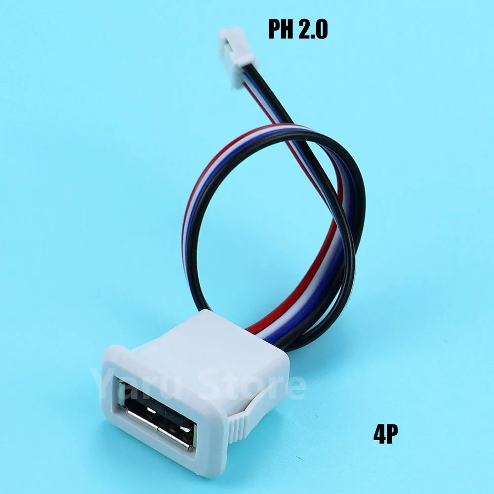 C303BC USB 2.0 여성용 전원 잭 2P 4P USB 2.0 충전 포트 커넥터 데이터 인터페이스 방수 캡 포함