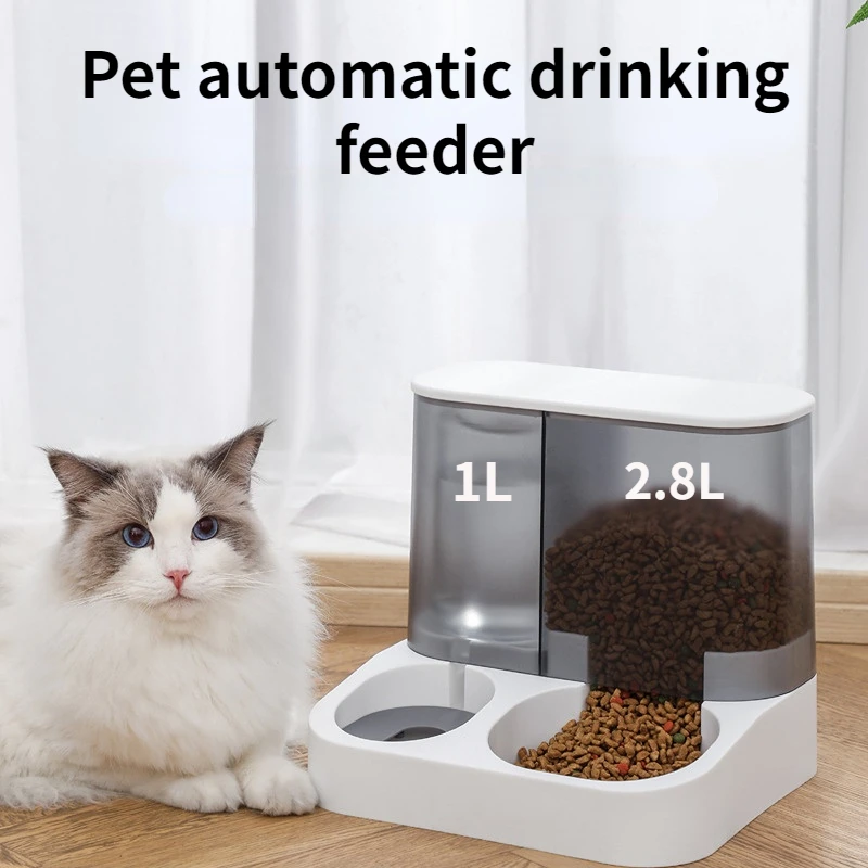 Large Capacity Cat Automatic Feeder Water Dispenser Wet and Dry Separation Dog Food Container 2 in1 Bowl Kitten Puppy Supplies