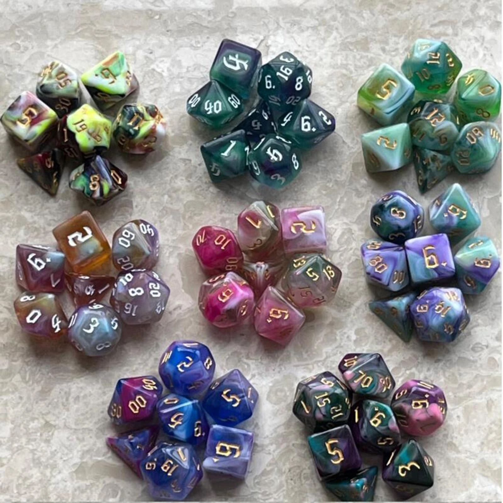 Pacote De 7 Acrilico Polyhedral Dice Fantasia Dupla Cores Dados D4 D6 D8 D10 D12 D Colorido Para Dnd Rpg Mtg Mesa Jogos Adultos Aliexpress