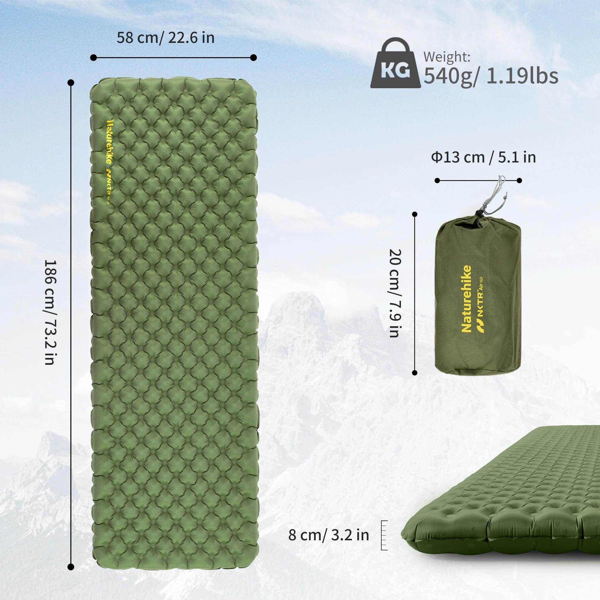 Description Picture 3 of itemNaturehike 4.6 R Value Ultralight Air Mattress Camping Hiking Climbing Sleeping Pad Outdoor Inflatable Mat Cushion Travel Bed