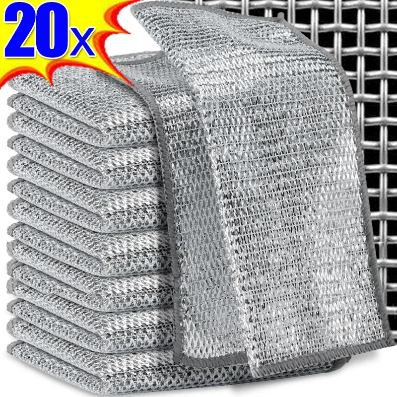 Metall Stahldraht Lumpen Tuch Küche Topf Pfanne Geschirrspülen Doppelseitiges Geschirrtuch Home Mesh Reinigungstücher Handtücher Schrubber Lappen