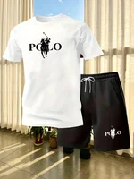 Ensemble de mode pour jeunes européens et américains, manches courtes, été, col rond, t-shirt à manches courtes, shorts, ensemble sport deux pièces 5