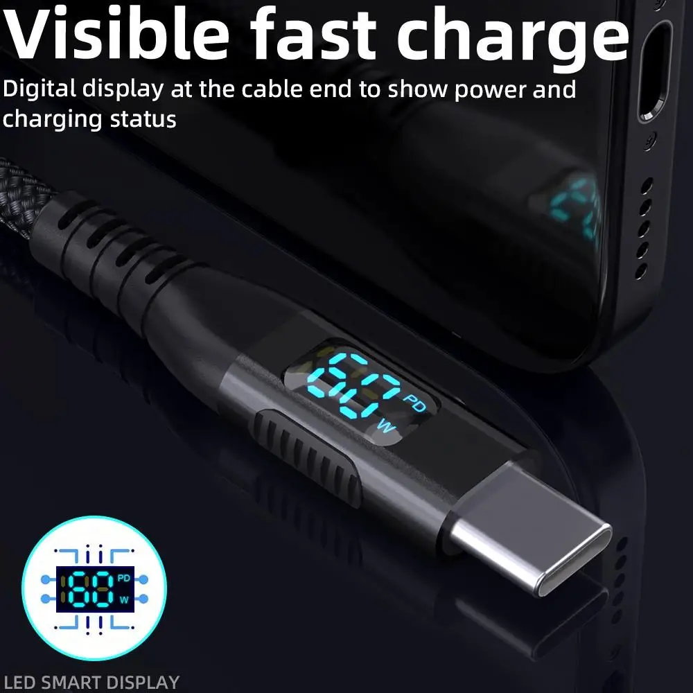 รูปสินค้า สายชาร์จ USB-C ถักไนลอน ชาร์จเร็ว ทนทาน
