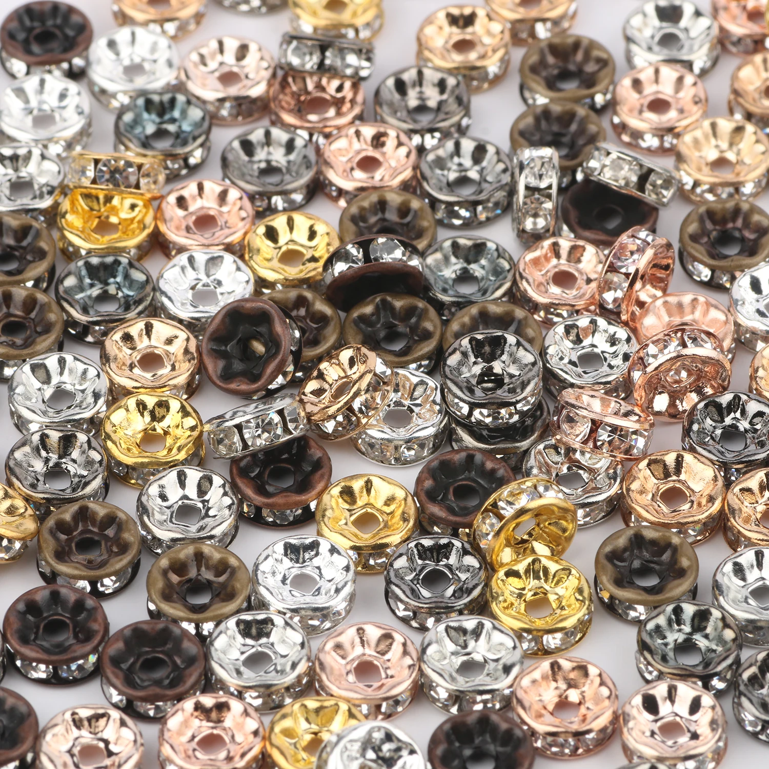 

50-200pcs 4 6 8 10mm Mixed Color Rhinestone Rondelle Crystal Spacer Beads For Jewelry Making DIY Bracelet Necklace Accessories