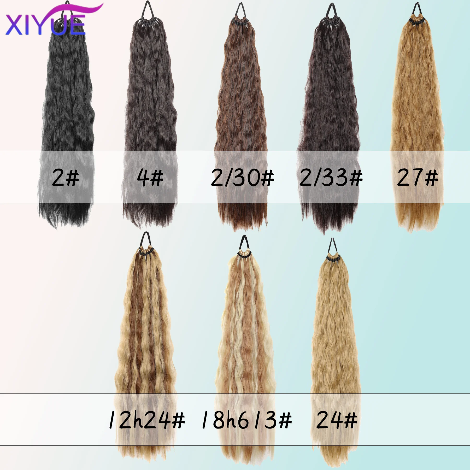 XIYUE Synthetic Long Fake Hair Pieces Ponytail Extensions Corn Curly High Temperature Fiber Hair Extension For Women