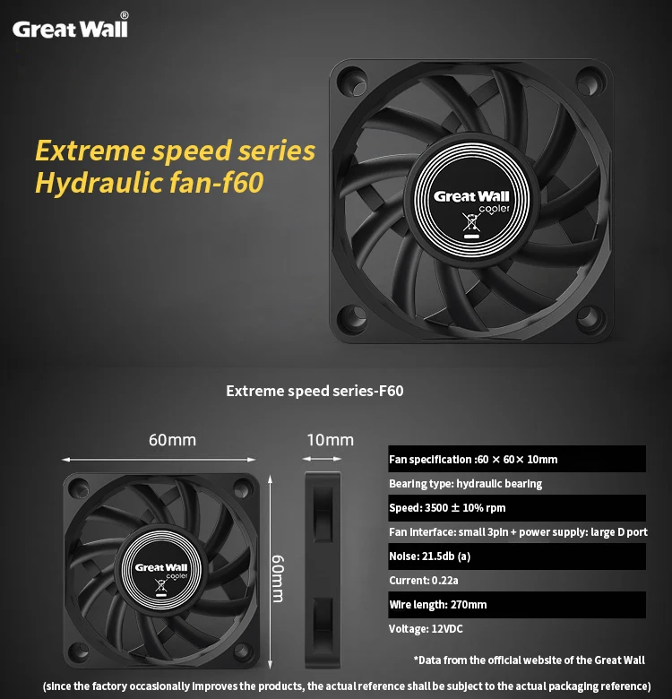 3Pin Cooling Fan Multi-Size 60/70/80/90MM Ultra Silent Low Noise 12V DC Brushles
