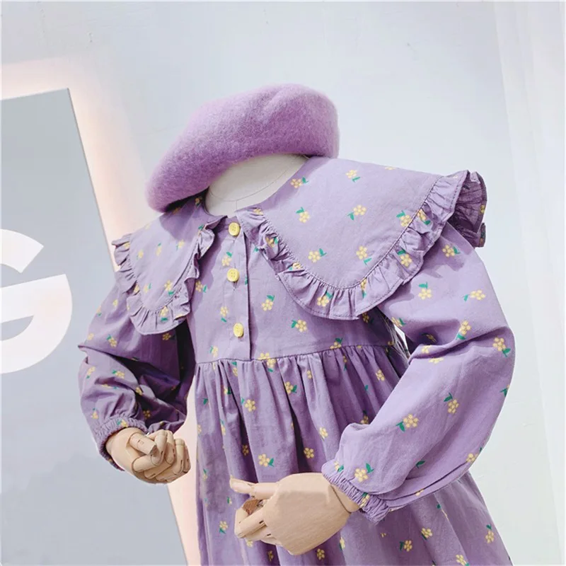 Girls Floral Long Sleeve Dress for Spring and Autumn