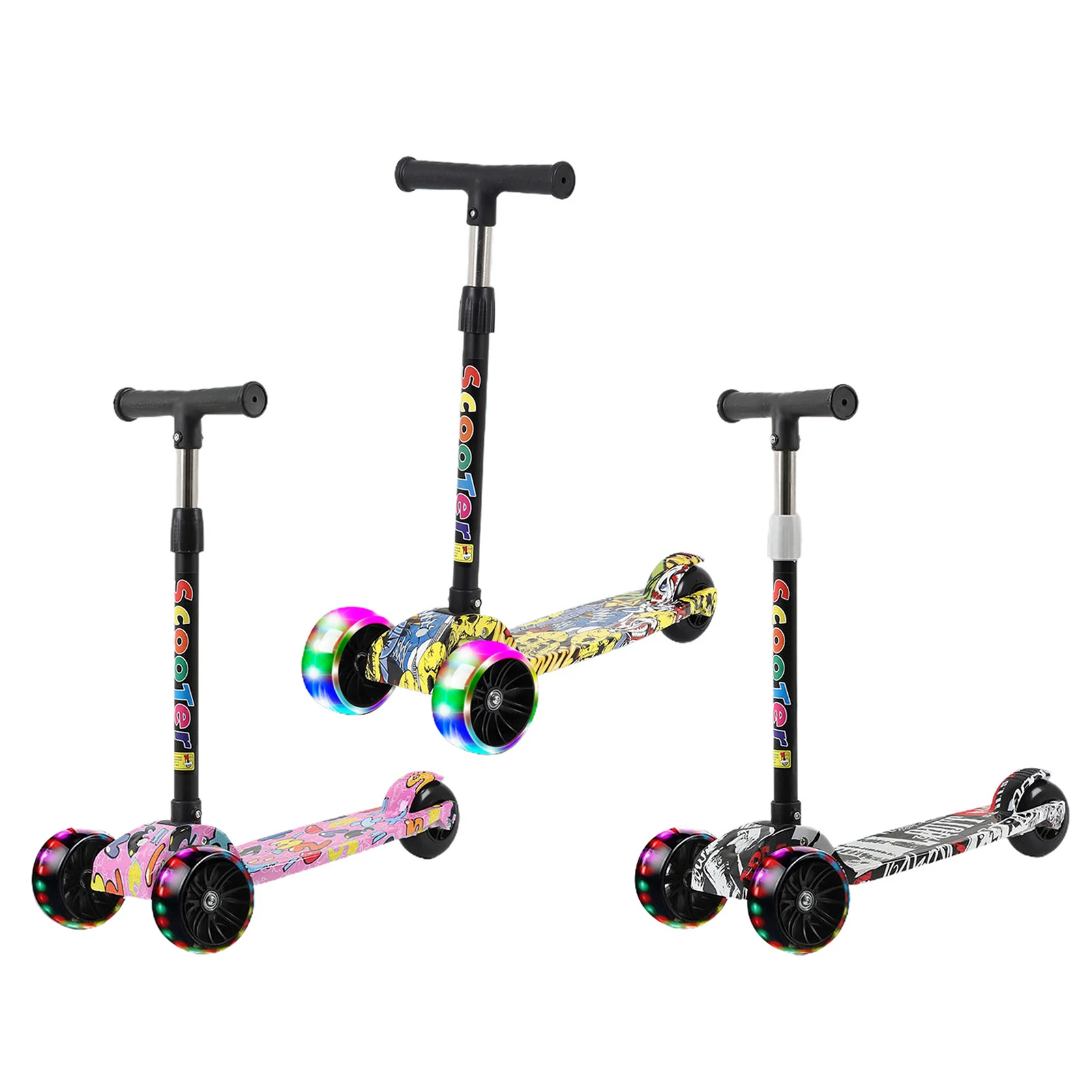 Children's Scooter Lightweight Fast Folding Adjustable Height Widened Pedals Strong Bearing Capacity