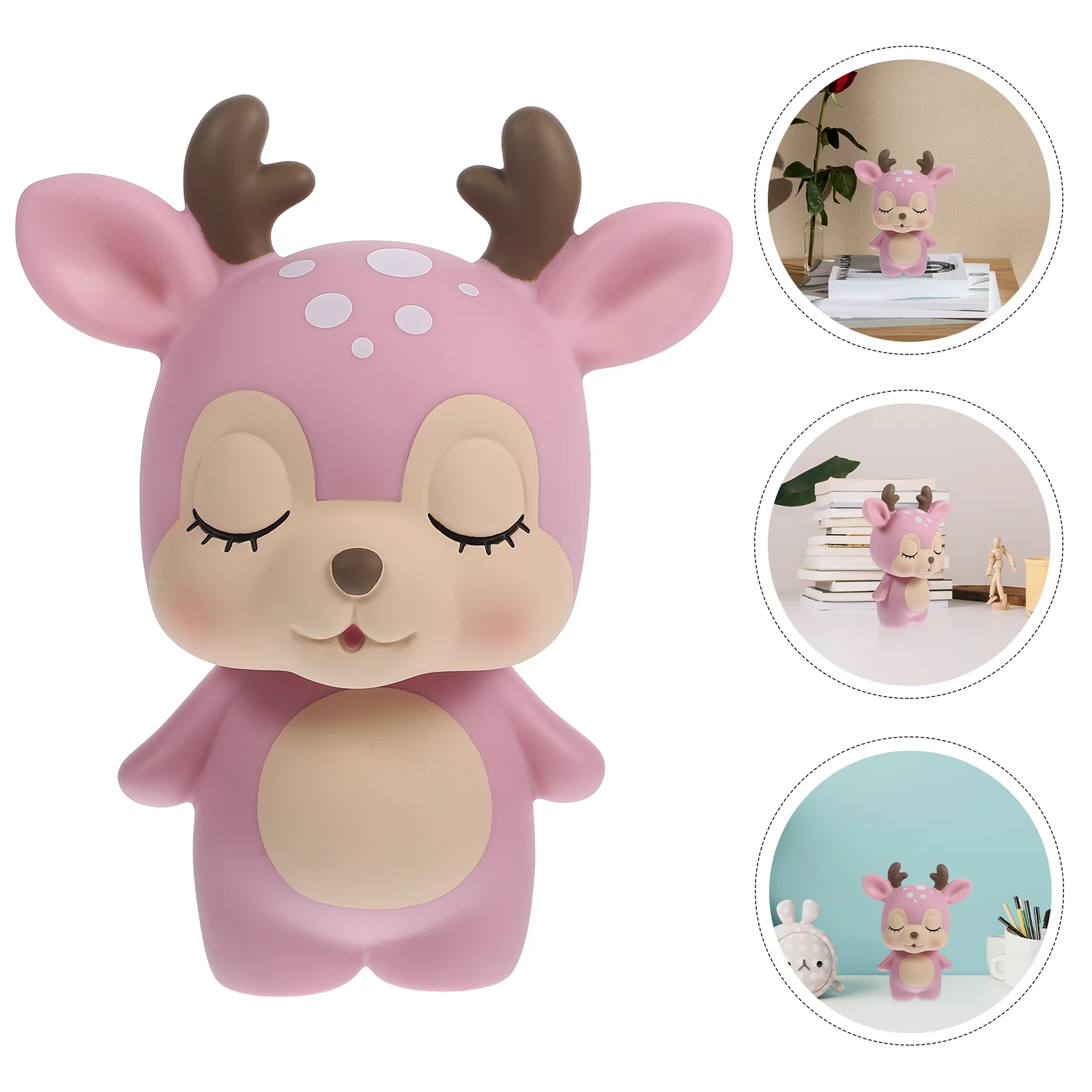 Creative Deer Piggy Bank Cartoon Coin Bank Money Holder Saving Pot (Pink) 3