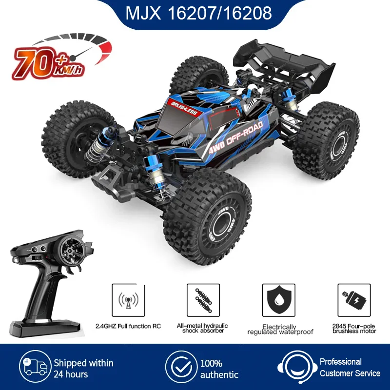Hyper Go Mjx 16207 16208 Brushless Rc Car 70 Km/H High Speed Drift Cars 1/16 2.4G 4Wd Racing Car Off-Road Remote Control Truck