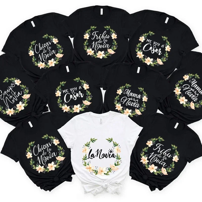 Evjf 스페인 신부 샤워 팀 신부 티셔츠, 꽃 라 노비아 티셔츠, 독신 파티 셔츠, 라 노비아 라티나 카미세타  Best5