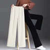 Plus Size Spring Autumn Fleece-Lined High-Waisted Straight-Leg Casual Corduroy Pants For Women 2023 New Style Bell Bottoms Dr...