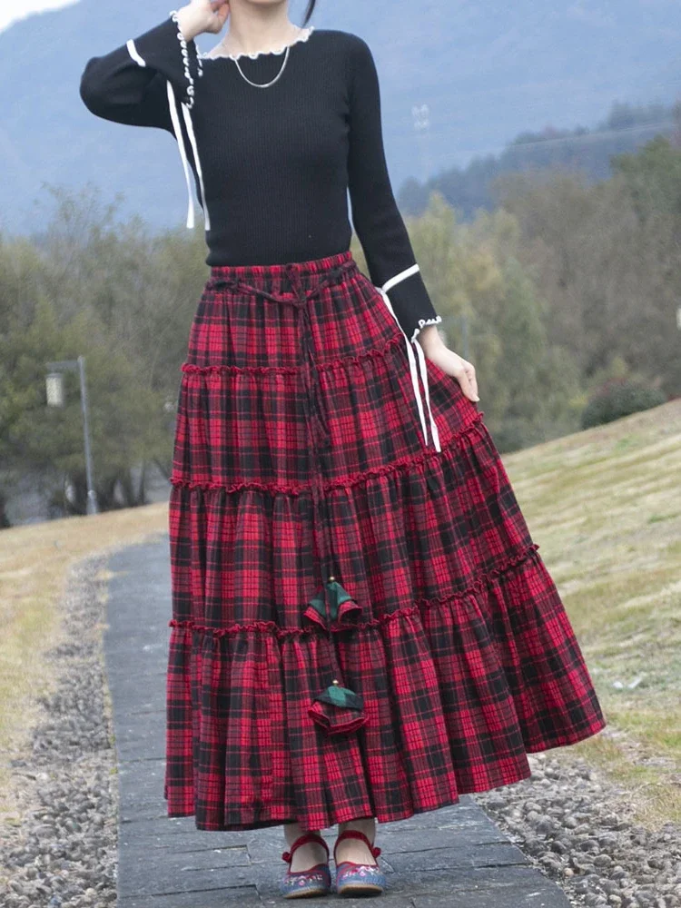 Damenrock 2025 Kariert - Hohe Taille Mit Taschen, Faltenrock Lässig