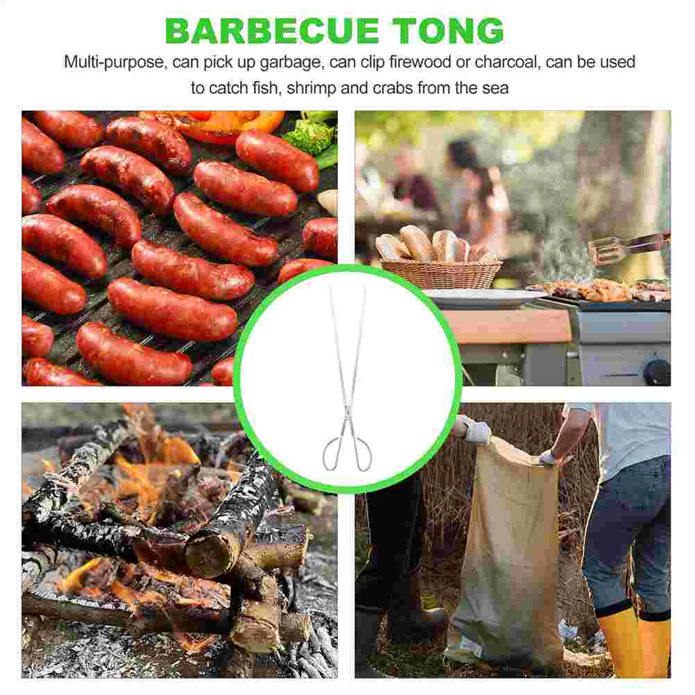 Carbon Tongs BBQ Charcoal Clamp Tools Matches Firewood Tong Stainless Steel Charcoal Clip Clamp Handle Tong Cleaning Accessories log grabber tongs