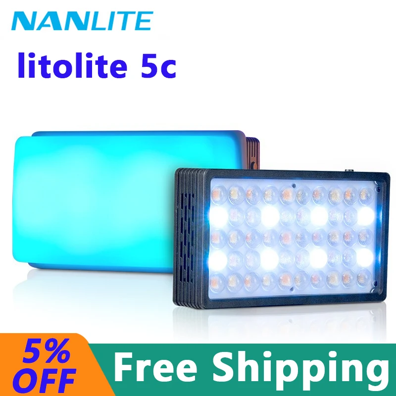 

Светодиодный светильник Nanlite LitoLite 5C 3200K-5600K, портативный карманный светильник для видеосъемки, 2400 мАч, встроенный аккумулятор, освещение для фотосъемки