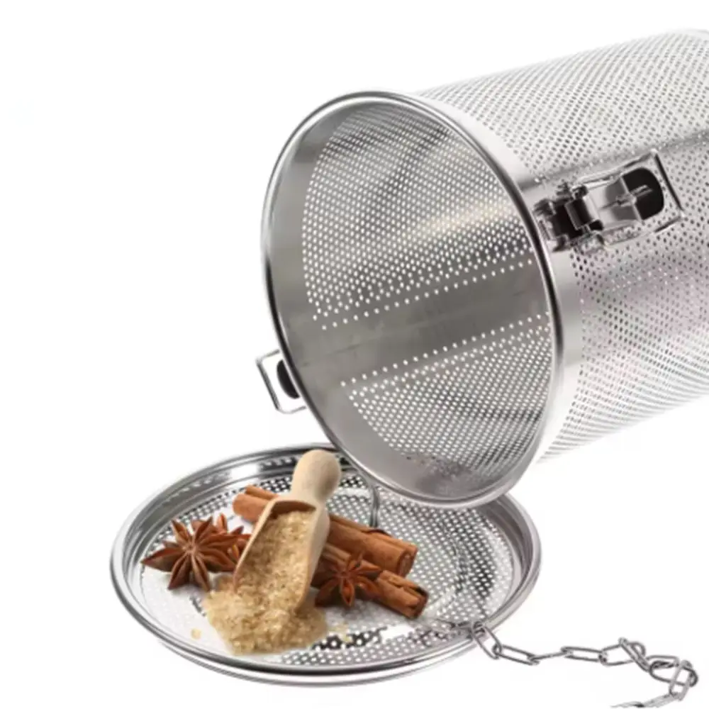 Description Picture 6 of item304 Stainless Steel Stew Seasoning Strainer with Chain Hook Fine Mesh Brine Basket Corrosion-resistant Rust-proof