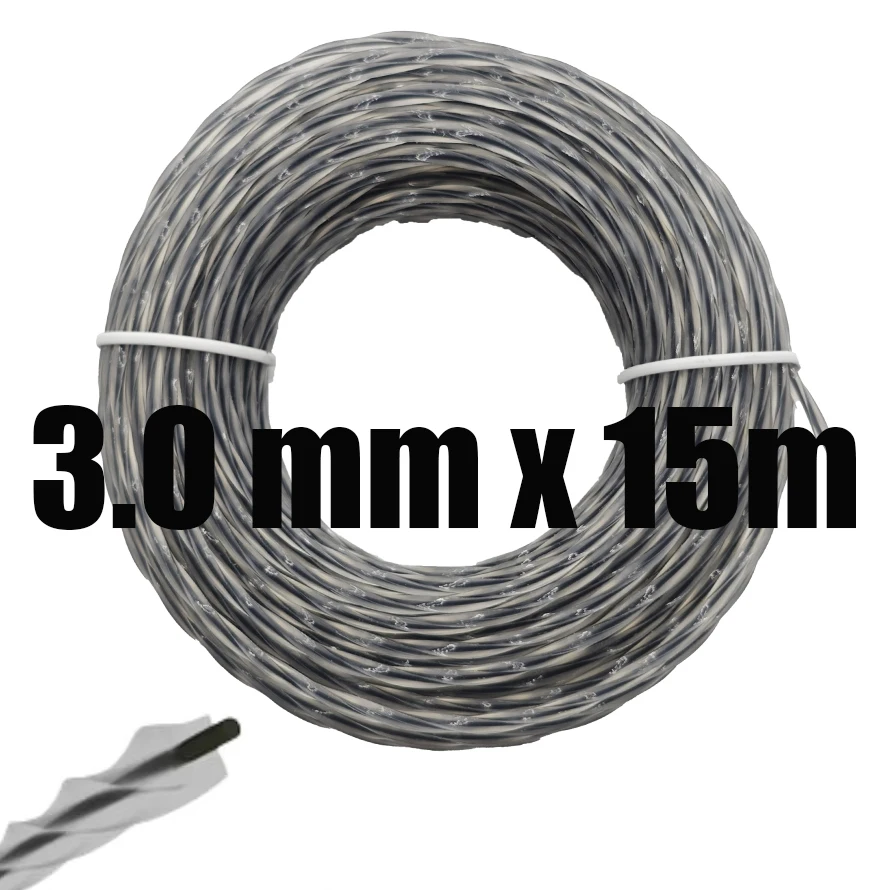 Mowing Nylon Grass Trimmer Rope Brush Cutter Strimmer Line Two Color Spiral 3.0mm*15m Lawn Mower Accessory