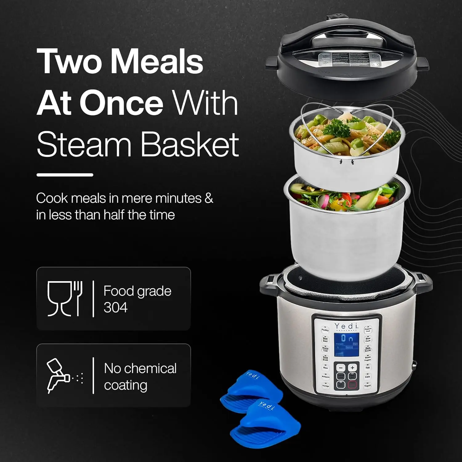 9-in-1 Total Package Instant Programmable Pressure Cooker, 6 Quart, Deluxe Accessory kit, Recipes, Pressure Cook 4