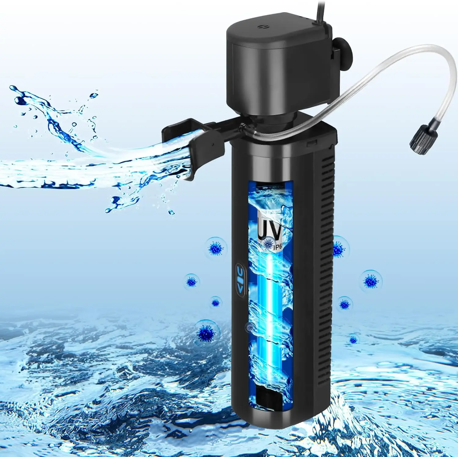 Aquarium Filter for 40-150 Gallon Tank U-V Fish Tank Green Clean Machine Submersible Powerful Pump Canister Filter 400GPH