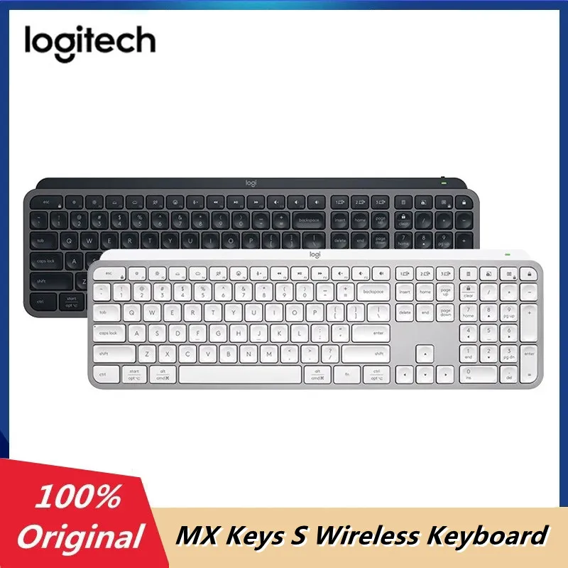 Nuovo Arrivo Logitech Mx Keys S Tastiera Wireless Bluetooth Retroilluminata Tastiera Portatile Silenziosa Ultrasottile 104 Tasti Usb C Ricaricabile