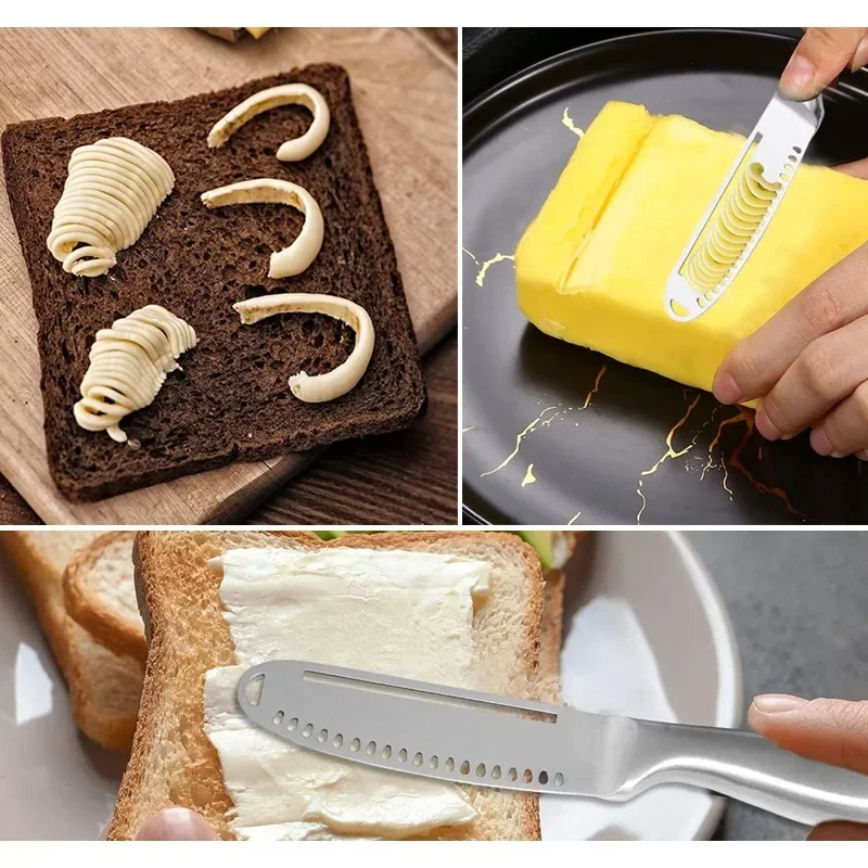 3 in1 Knife Cheese Tools Stainless Steel Butter Spreader Chocolate Curler Butter Grater Jam Applicator Multi-Function Gadgets