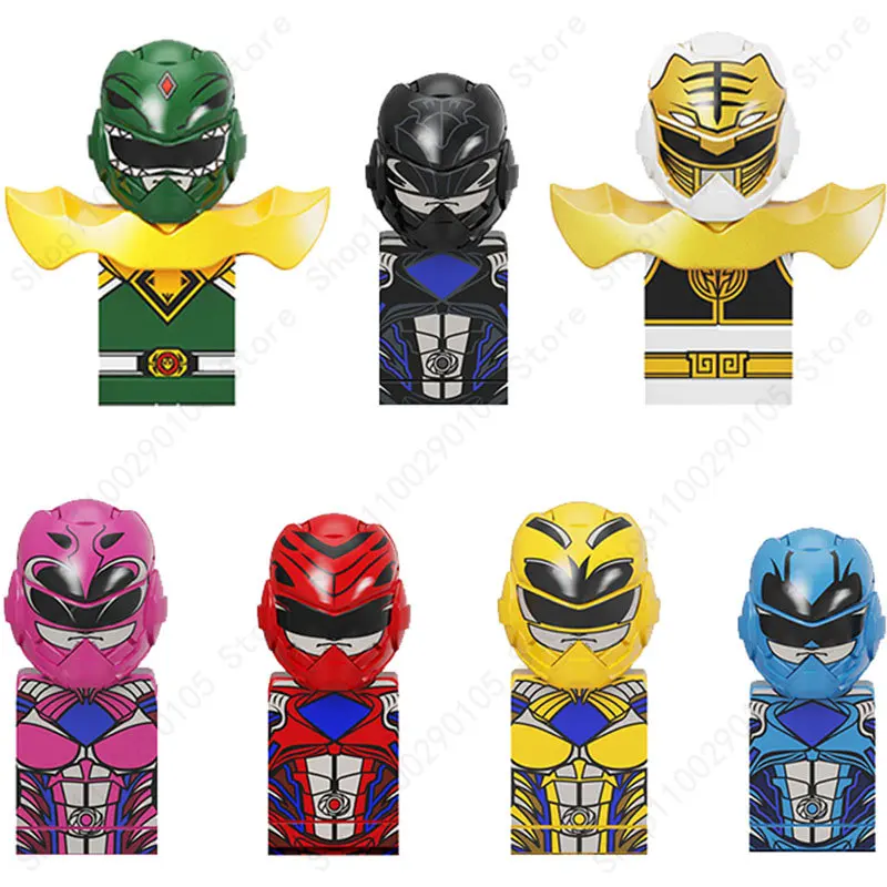 

KF6144 Power Rangers Anime Bricks Mini Action Toy Figures Red Warrior Mighty Morphin Bricks Building Blocks Toys for Children