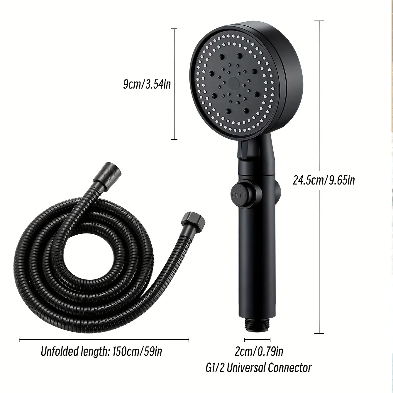 Pressurized 5-position high-pressure hand shower with wall mount, shower super strong bath bomb and hose set 6