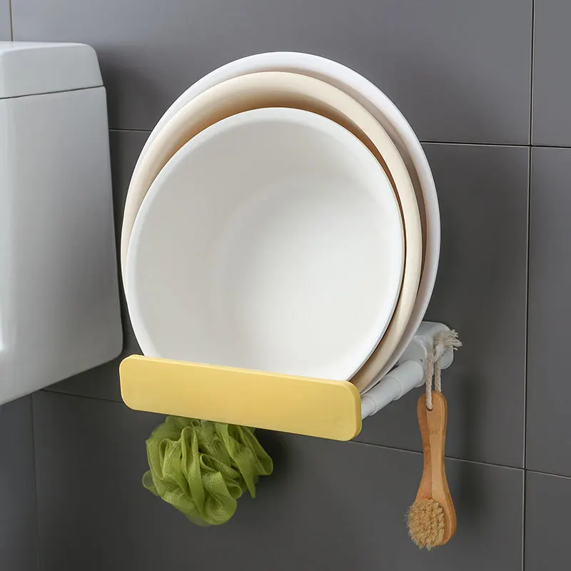 

Storage Shelf Strong Stickiness Good Load Capacity 2 Colors Wash Basin Storage Holder for Office Storage