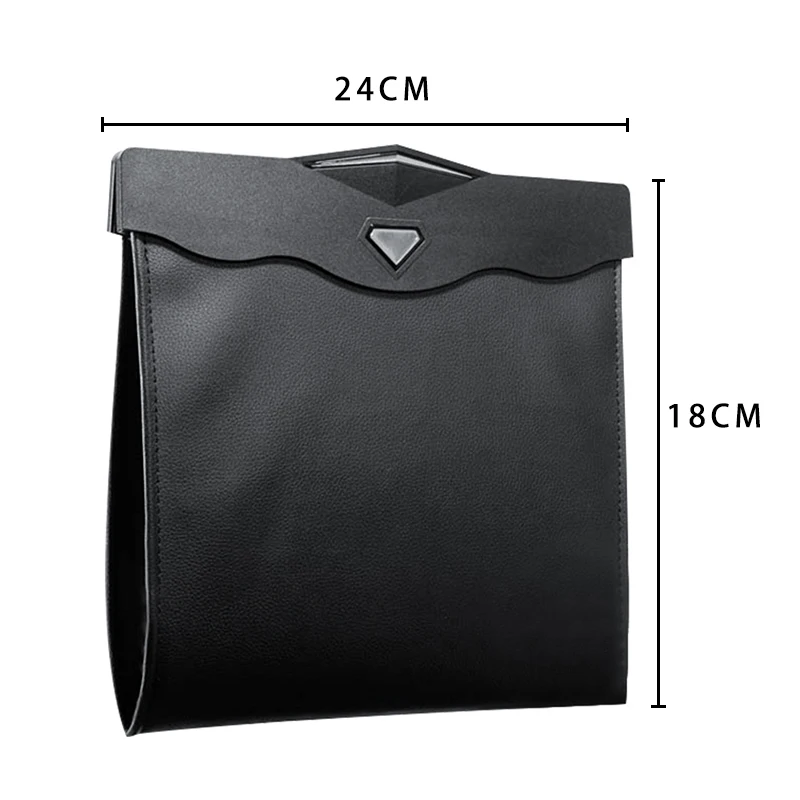 Car front seat LED waterproof magnetic adsorption garbage bin suspension car seat leather storage leak proof garbage bin 1 pcs car storage bag car trash can car trash bag