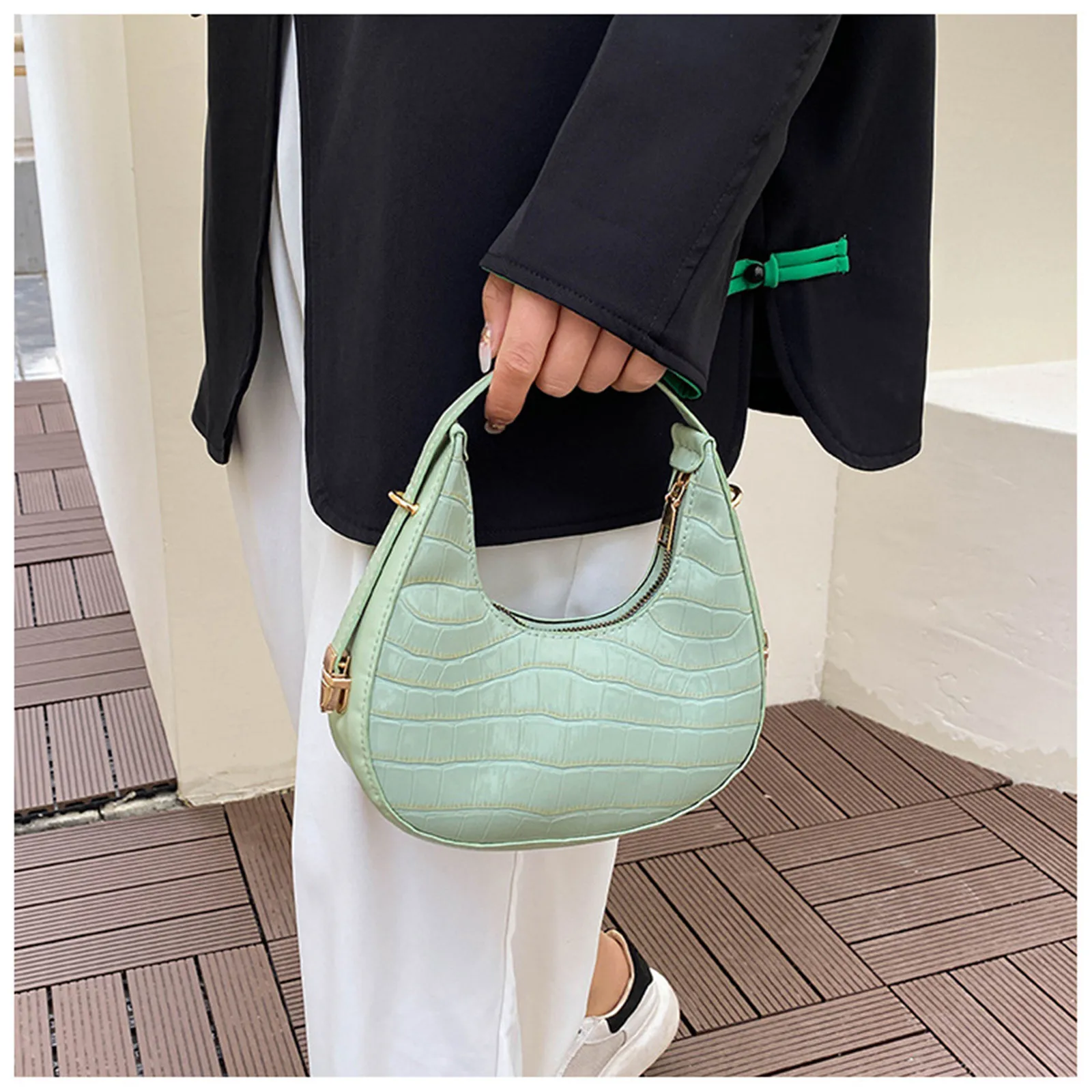 Fashion Stone Pattern Shoulder Bag - Material Texture