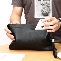 Pochette d'affaires Design de marque à la mode, sacs enveloppe en cuir PU de haute qualité, portefeuille de voyage décontracté pour hommes, poche pour téléphone portable 2