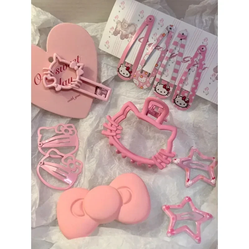 

Kawaii Hello Kitty Pink Bb Clip Series Sanrio Cartoon Cute Children Gilr Shape Hair Clip Fashion Hair Accessory Children's Gift