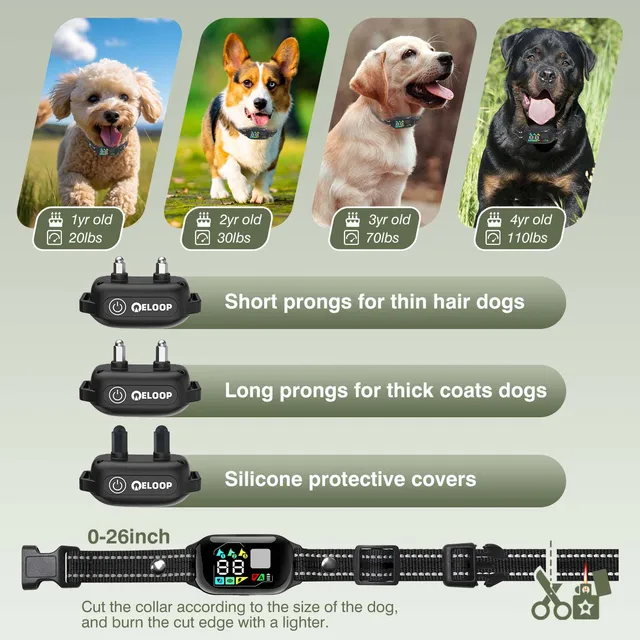 New AI Smart Dog Training Collar 3300Ft Anti-barking Device Electric Remote Control IPX7 Waterproof Pet Behavior Vibration Shock 5