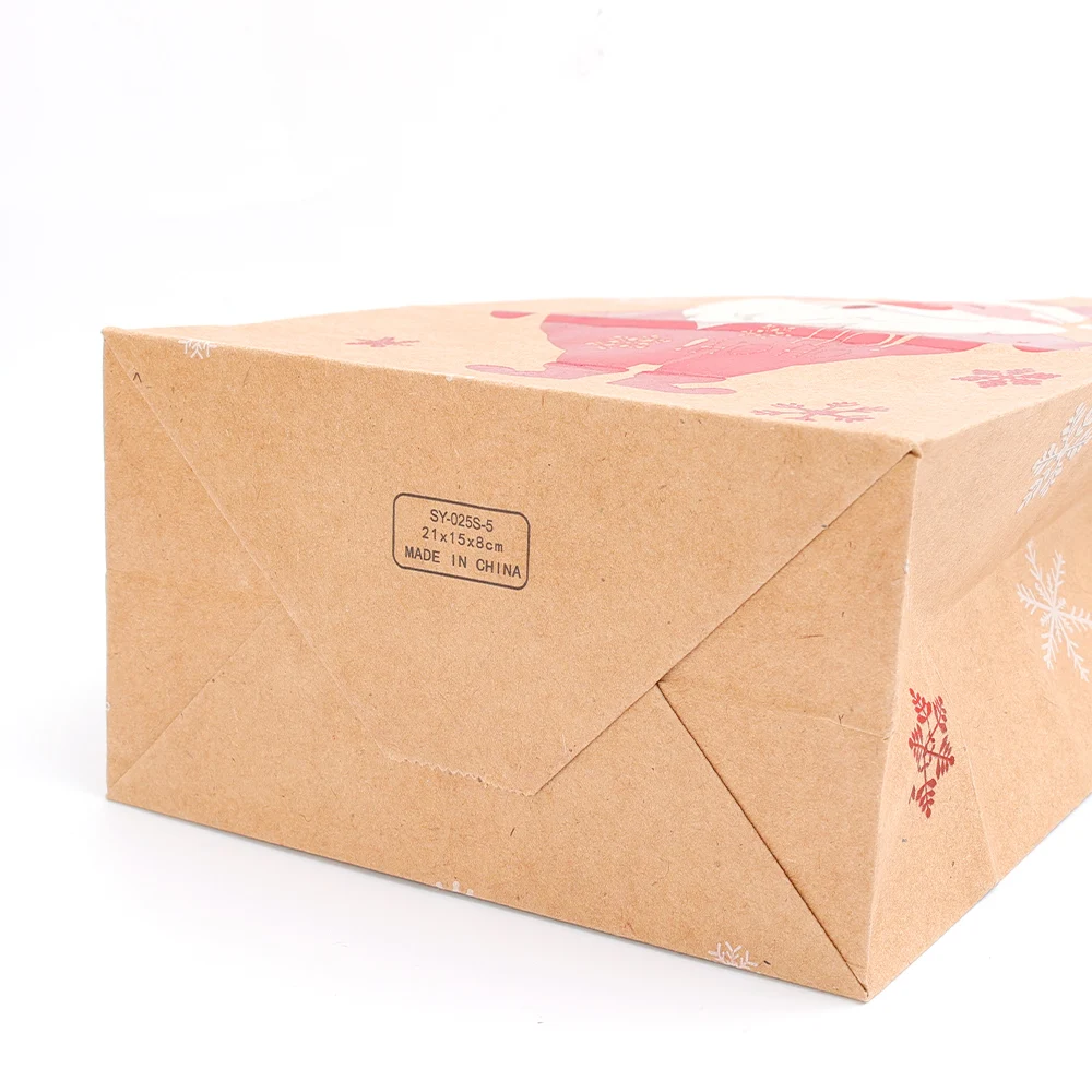 カフェリーチェ　新品　２袋 1/2/3Pcs Christmas Kraft Paper Bag Santa Claus Snowflake