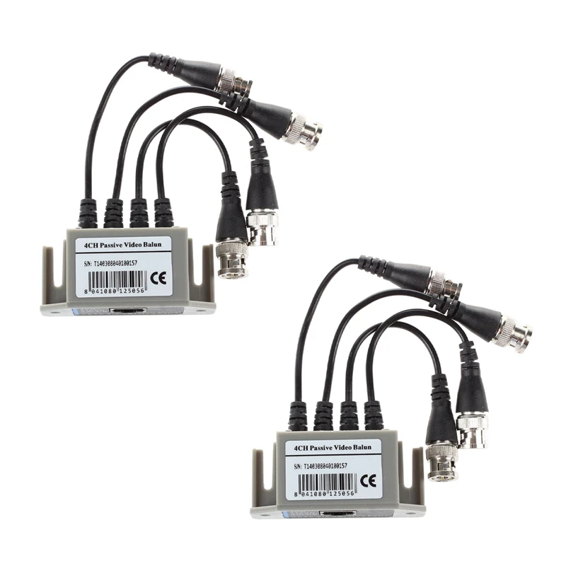 2X 4-Channel Video Balun BNC UTP CAT5 Transmitter For CCTV/ Surveillance Camera Trend