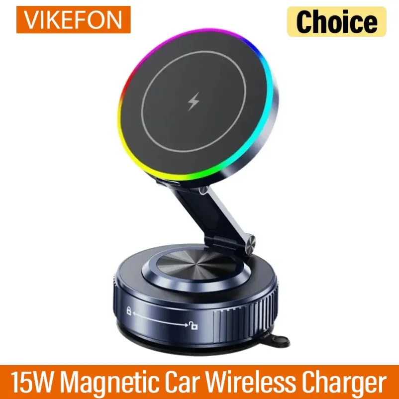 ALAFLY 15W Magnetic Car Wireless Charger for iPhone 17 16 15 14 13 12
