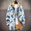 Men Cardigans Coats Koi Fish Printed Plush Thick Winter Geometric Abstract Art Graphic Jackets Casual Streetwear Unisex Clothing 4