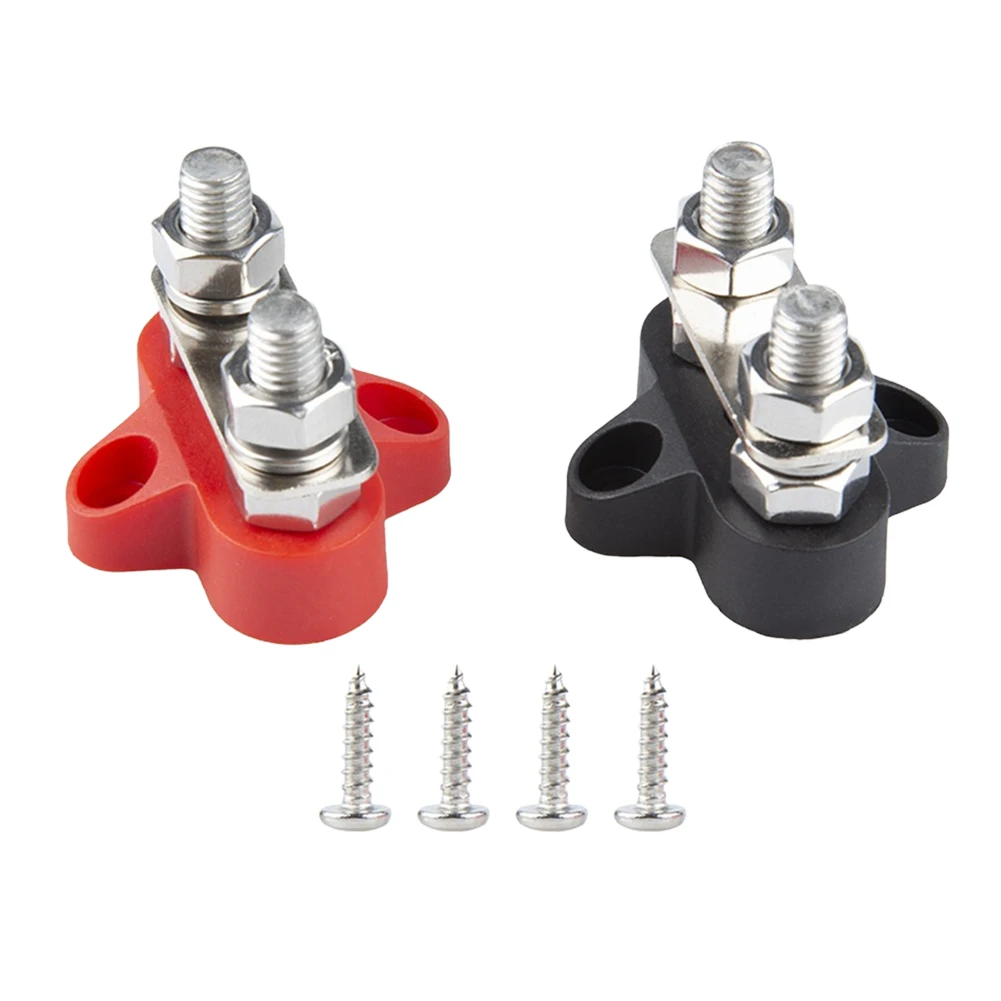 2Pcs Terminal Block Stud Junction Post Kit Single/ Dual Studs 48V Insulated Junction Post M8 for Auto Marine Car Trailer RV Boat power distribution block marine fuse block