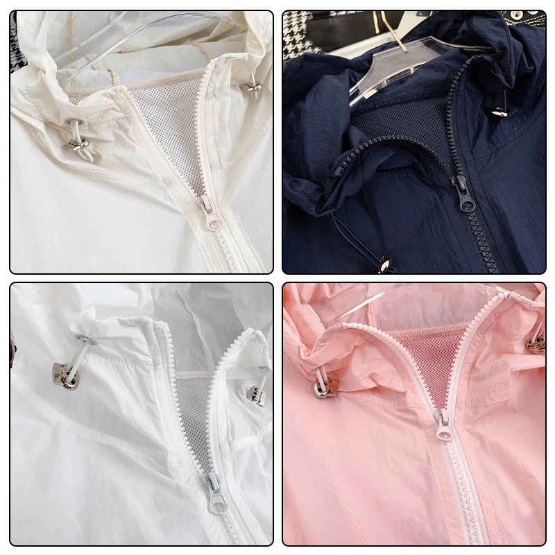 Women Summer Sun Protection Clothing Anti UV Hooded Jacket Long Sleeve Cardigan Ultra-Light Sun Protection Jacket Thin Skin Coat