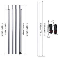 Lightweight Adjustable Telescopic Tent Poles Set for Camping and Hiking (Set of 2) (Sliver 60cm set)