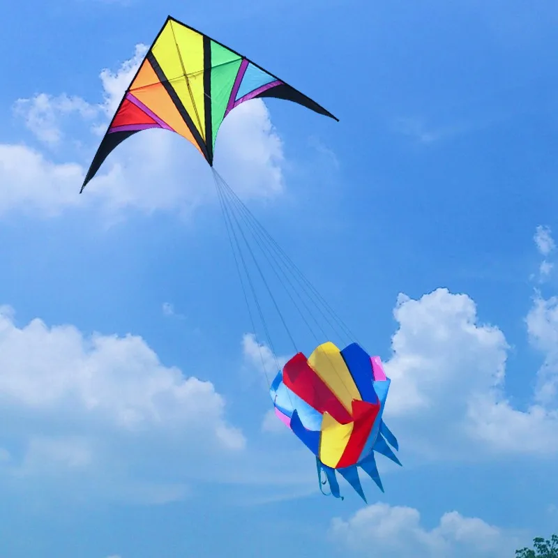 

free shipping large rainbow kite nylon windsocks kites toy for kids fly parachute kites butterfly inflatable toys windsurfing